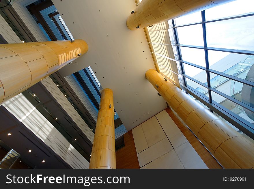 Tall pillars in a modern office