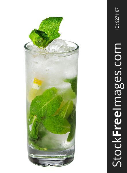 Cocktail - Mojito with Lemon Slice and Sugar