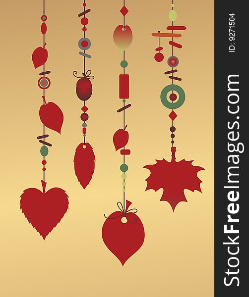 Vector Illustration of Decorative Wind Chimes with floral leaf shape design