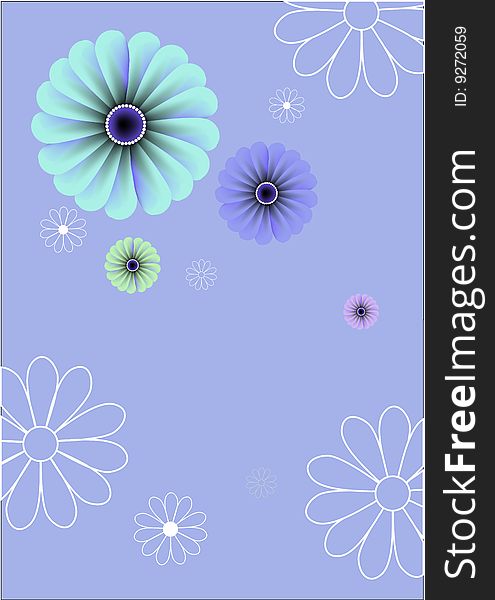 Vector illustration of floral abstract retro background. Includes the flowers in different sizes and colours