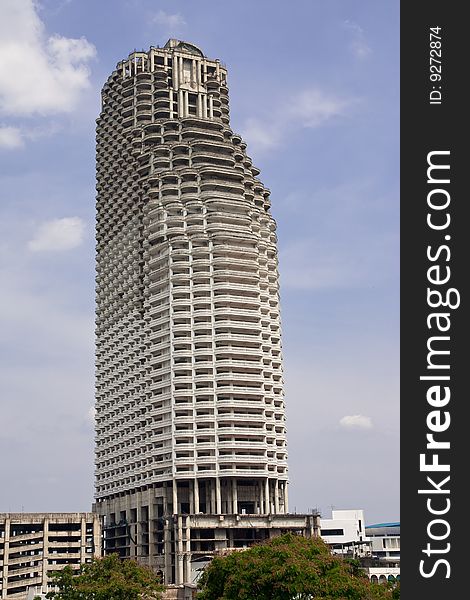 Unfinished building in central of Bangkok, Thailand