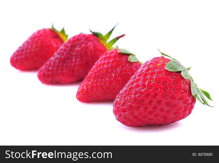Group of tasty strawberries isolated on white
