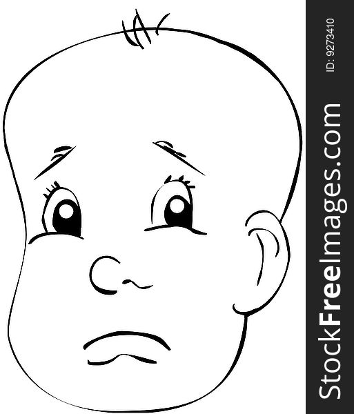 A drawing of a sad baby. A drawing of a sad baby.