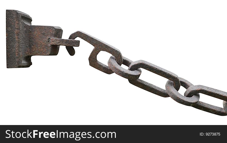 Old rusty chain on a white background,saved clipping path