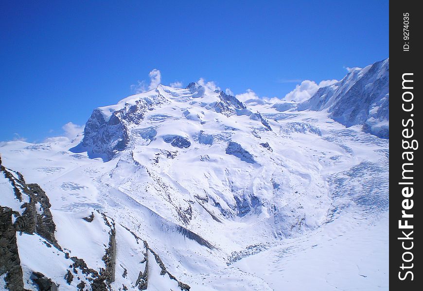 Glaciers and peaks of mount Rosa