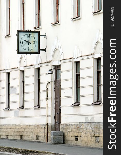 Old clocks on office building. Old clocks on office building