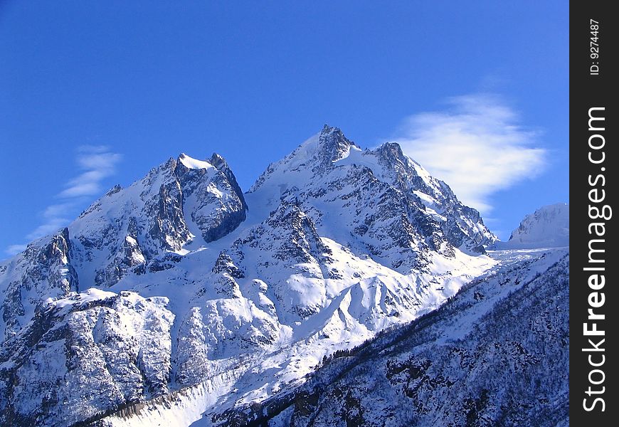 Russia. Caucasus. Canyon of Adyl-su.Mount Peak of Germogenov. 02.2007