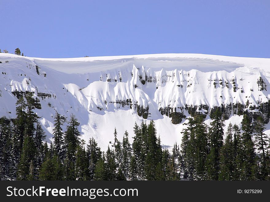 Winter mountain scene with river. Winter mountain scene with river