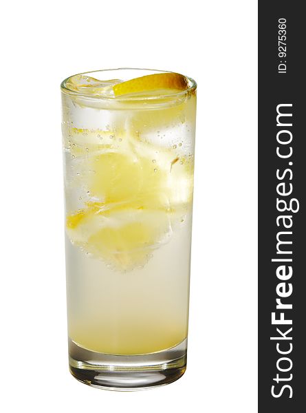 Alcoholic Cocktail with Soda and Lemon Slice