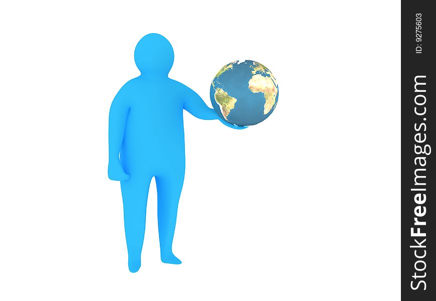3d abstract person with map from http://visibleearth.nasa.gov/