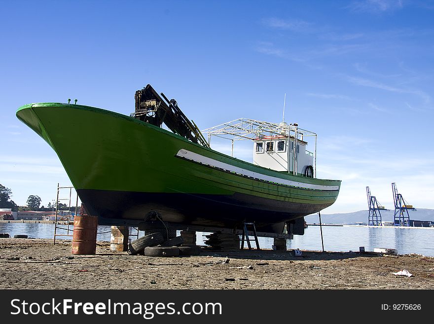 Boat in the yard for repair