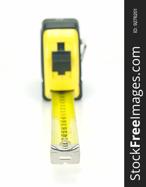 A measuring tape isolated against a white background