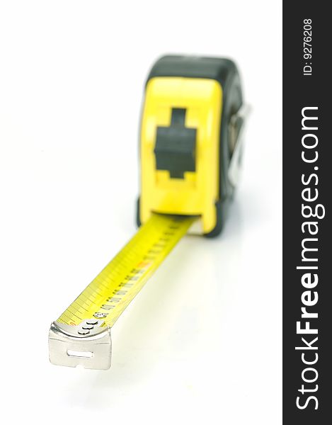 A measuring tape isolated against a white background