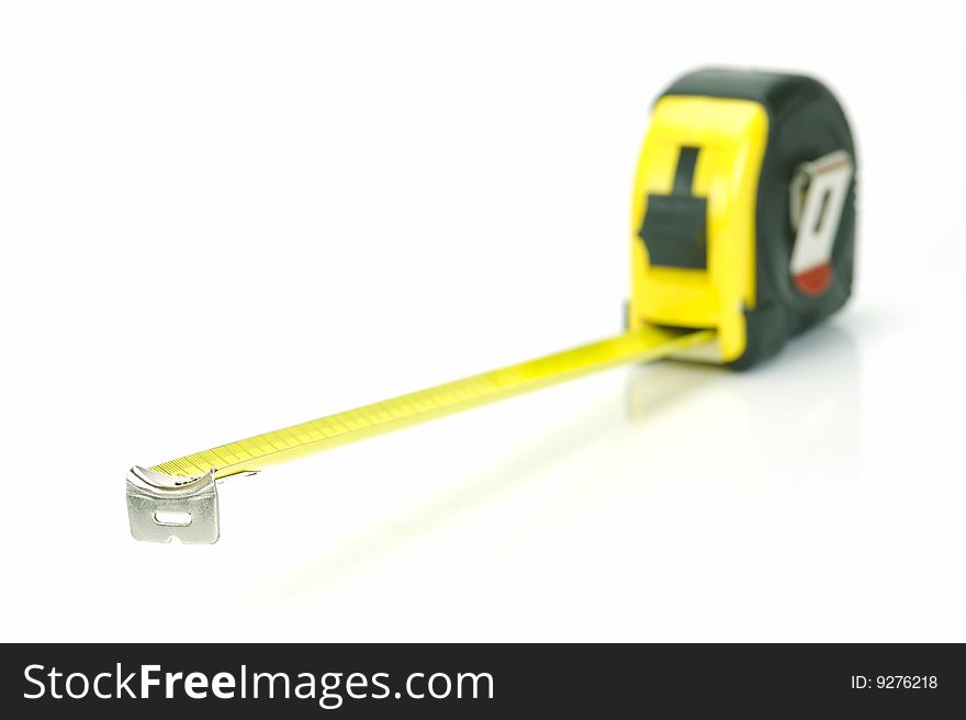 A measuring tape isolated against a white background