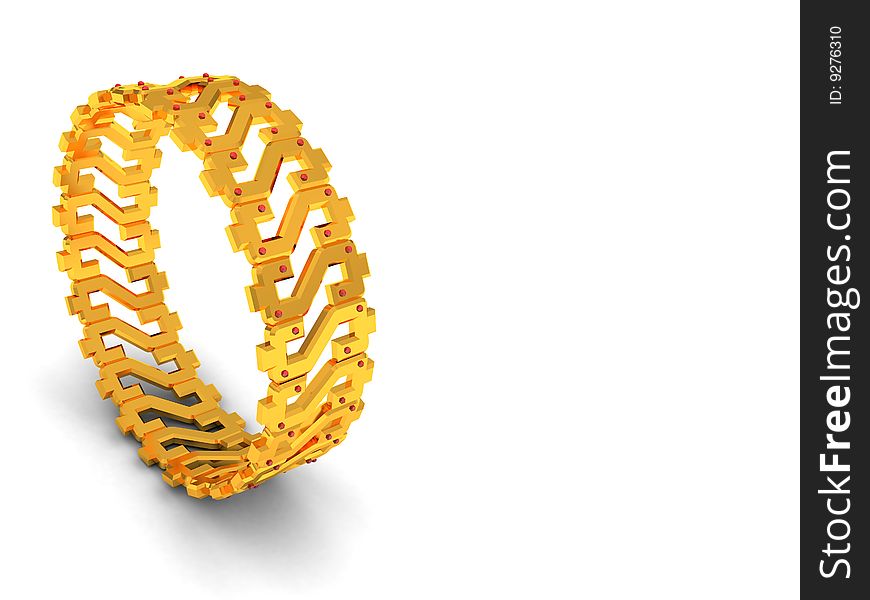 3d illustration of golden bracelet built from dollar signs. 3d illustration of golden bracelet built from dollar signs