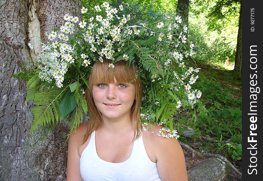 Girl With Flowers On Head