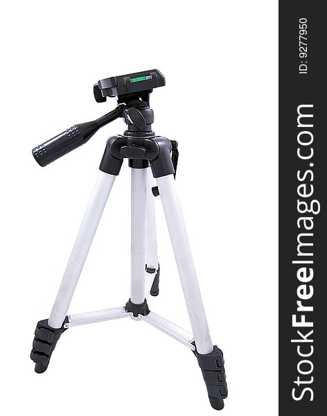 Silver and black tripod isolated on white