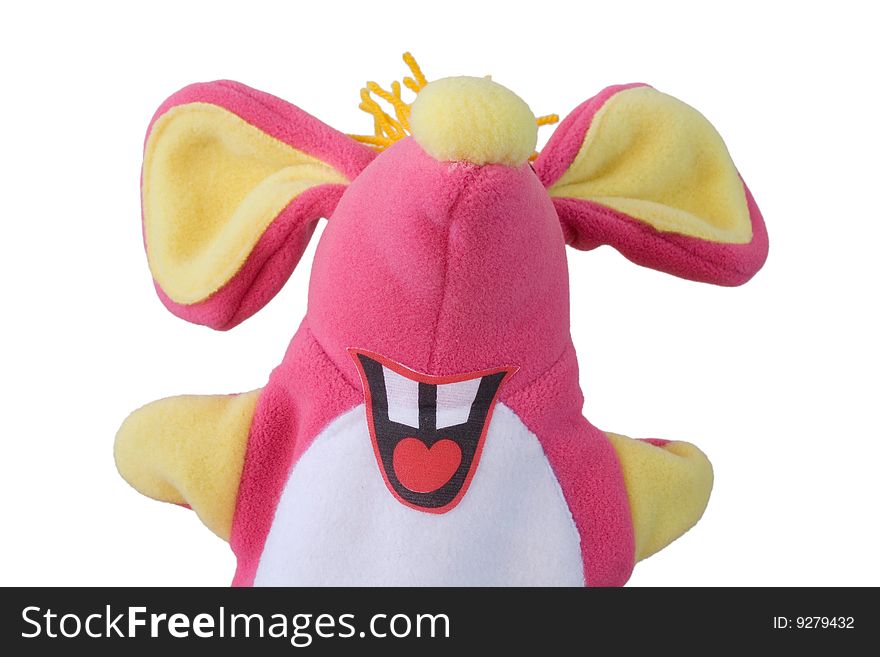 Isolated funny plush mouse portrait