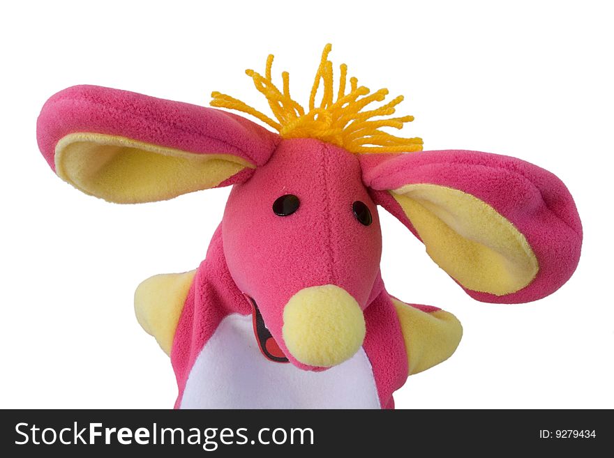 Isolated funny plush mouse portrait