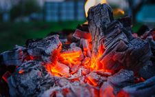 Smoldering Ashes. Burning Coal. BBQ Barbecue. Stock Images