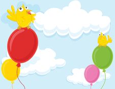 Birds And Balloons Royalty Free Stock Image Birds And Balloons Royalty Free Stock Image