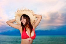 Young Woman Having Fun At Beach Royalty Free Stock Image