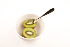 Kiwi, Bowl And Spoon Stock Images