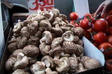 Mushrooms On Street Market Stock Photos