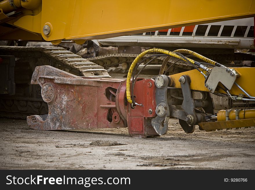 Demolition/ construction machinery on site. Demolition/ construction machinery on site