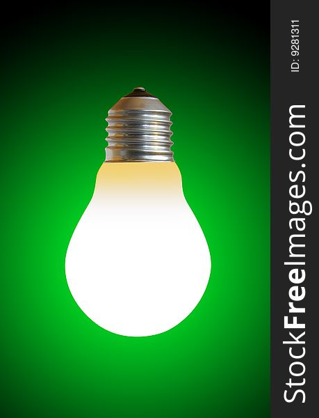 Lighting lamp on a green background. Lighting lamp on a green background