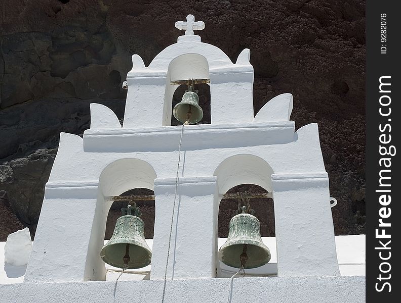 Old Churches in Santorini mountain cliff. Old Churches in Santorini mountain cliff