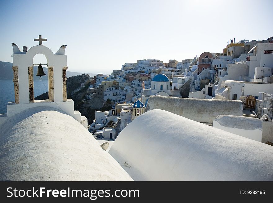 Old Churches in Santorini mountain cliff. Old Churches in Santorini mountain cliff