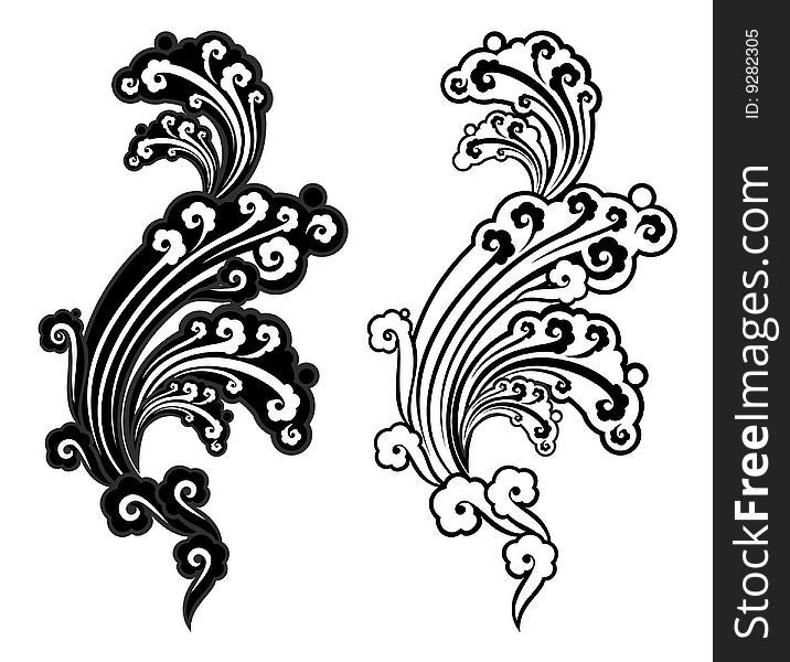 Two version floral wave pattern design.created by Adobe Illustrator software.