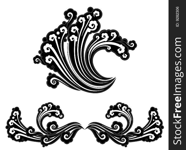 Two version floral wave pattern design.created by Adobe Illustrator software.