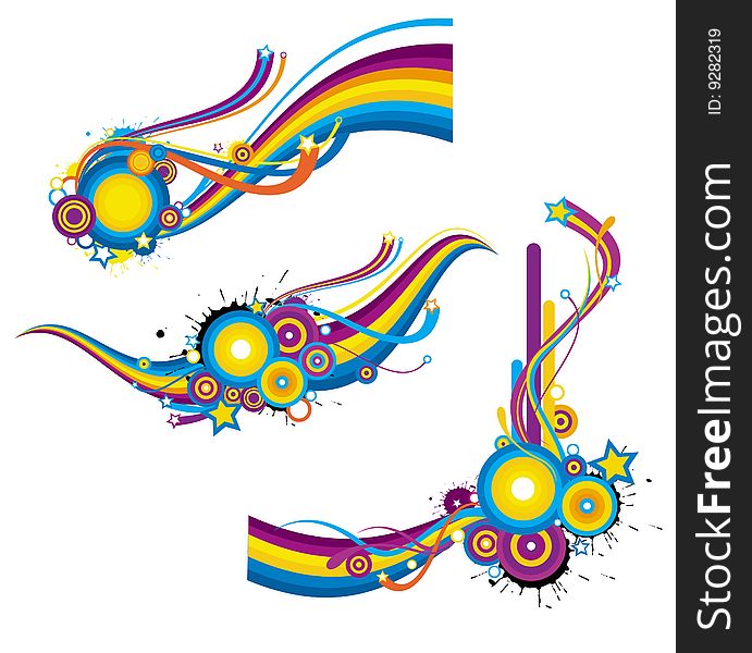 Three different ornament colour stripe pattern design.created by Adobe Illustrator software.