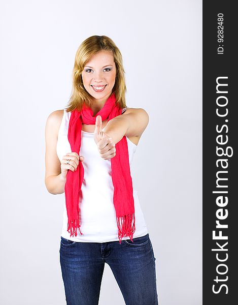Smiling Woman With Thumb Up