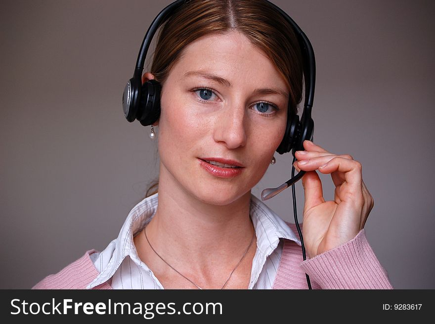 Young woman in a call-center