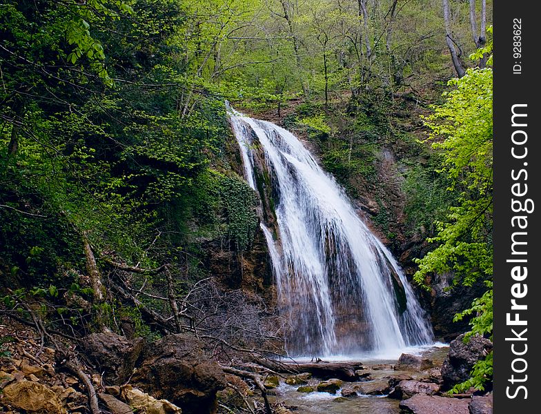 The beautiful waterfall in forest. The beautiful waterfall in forest