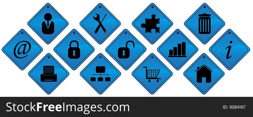 Illustration of business buttons, blue