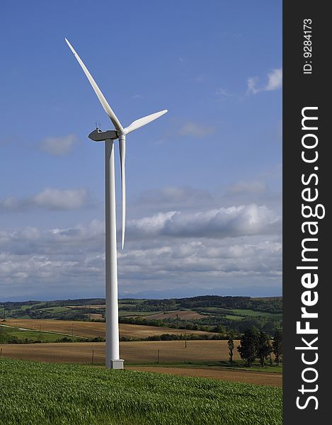 Wind power in field, south of France
