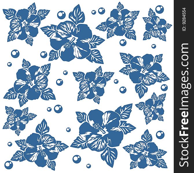Pattern with blue flowers on a white background. Pattern with blue flowers on a white background.