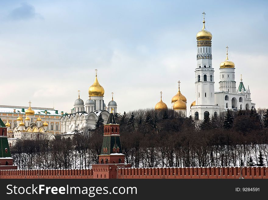 Gold domes it church - is photographed in Moscow. Gold domes it church - is photographed in Moscow