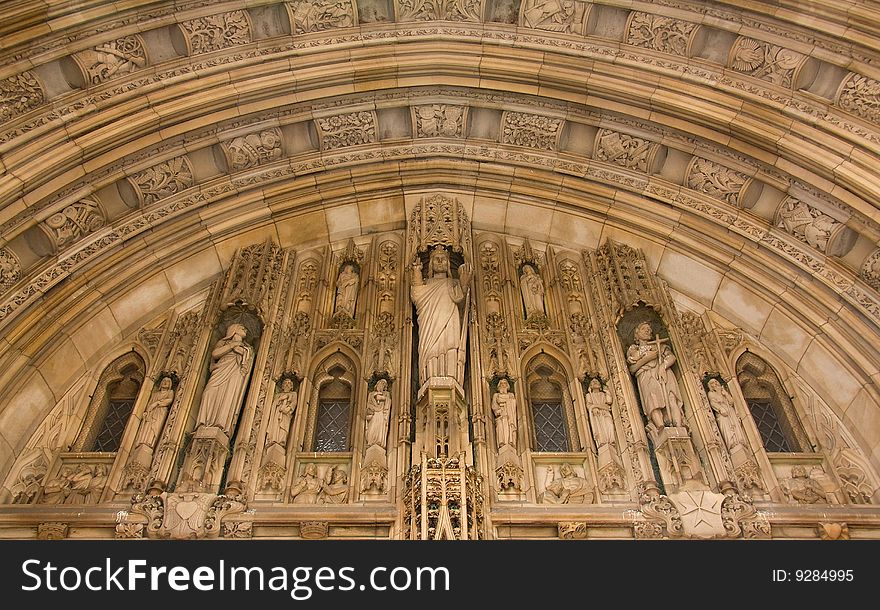 Close up on detail of Saint Thomas Church's architecture.