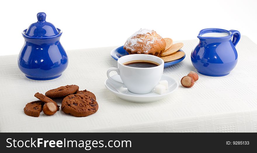 Healthy breakfast - milk and pastry