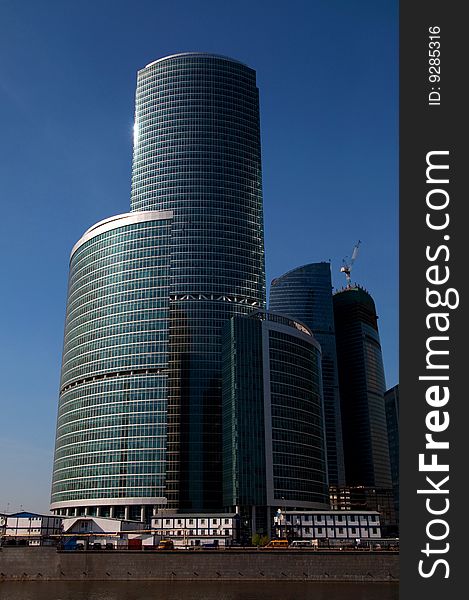 Skyscrapers in Moscow-City under the blue skies