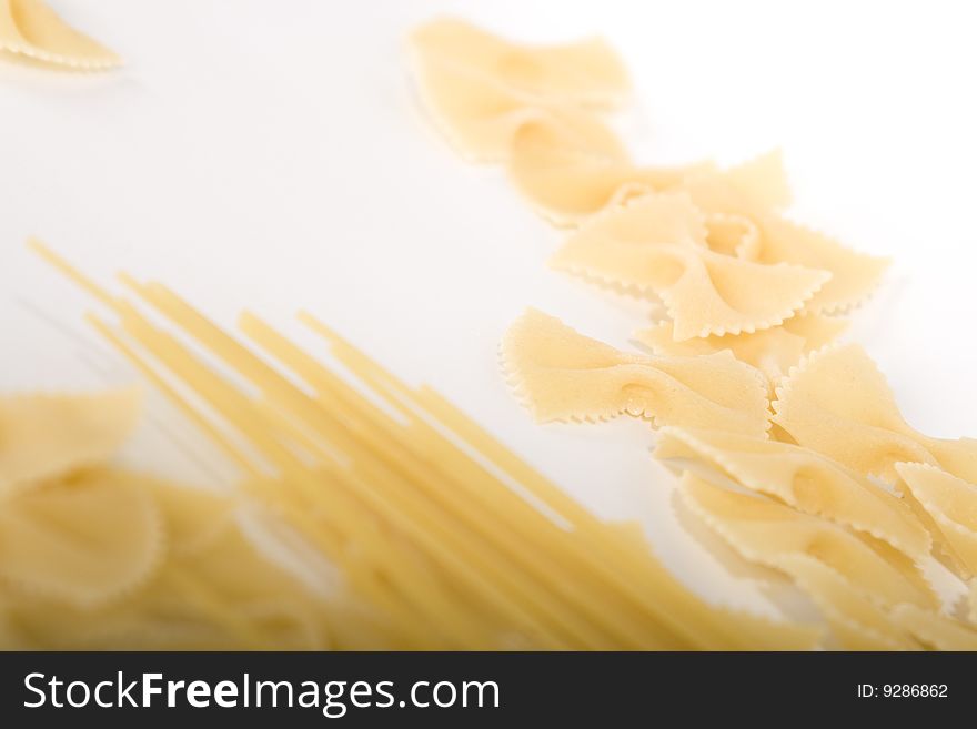 Italian pasta collection on the white background