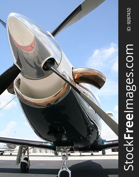 Single engine turbocharged prop at zero pitch. Single engine turbocharged prop at zero pitch