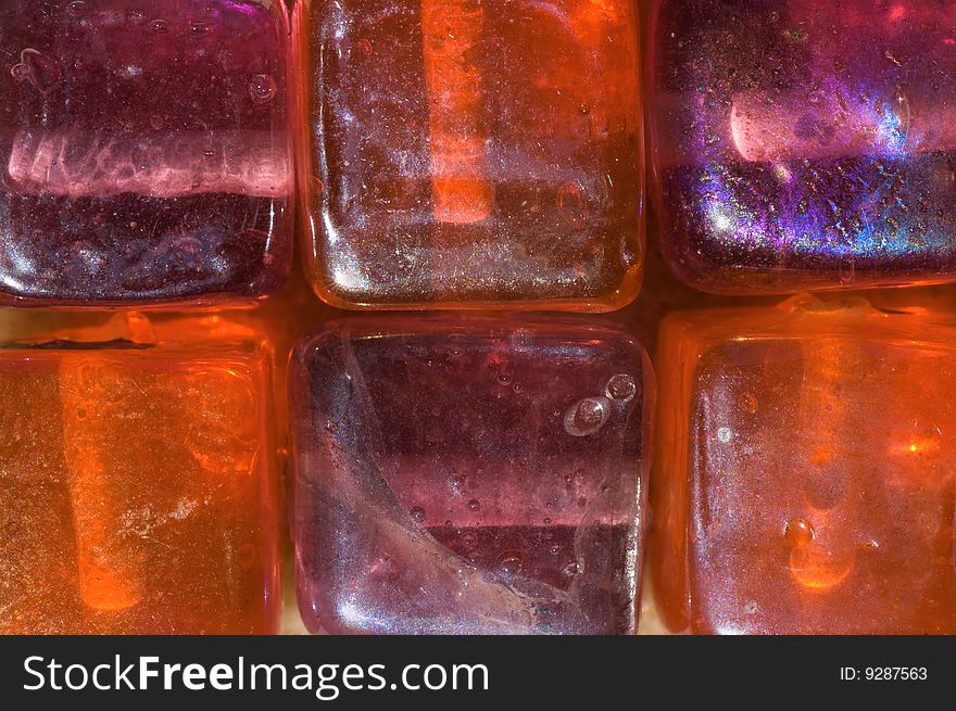 Close-up on glass square beads. Close-up on glass square beads