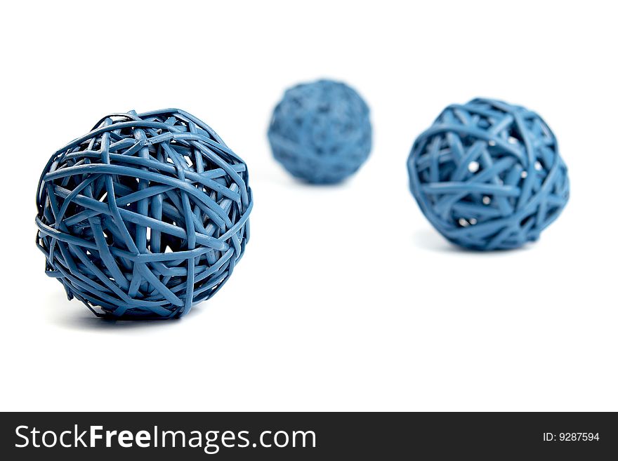 Three network blue round straws  on white