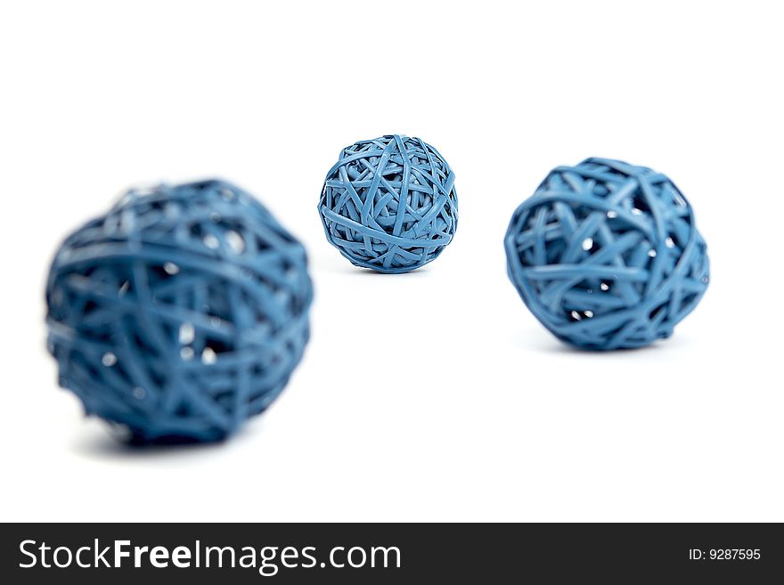 Three network blue round straws on white